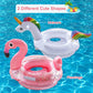 Fudragtn Inflatable Flamingo Unicorn Pool Floats For Kids, 2 Pack Swim Rings With Safety Seat And Handle, Pool Tubes For Floatin