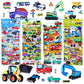 Shangrla Puffy Vehicle Sticker For Kids Toddlers - 3D Puff Car Stickers For Boys Reusable Foam Stickers With Construction Truck,Tractor,Fire Truck,Police Car,Bus,Transportation Stickers Bulk,4 Sheets.