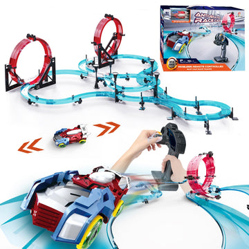 Slot Car Race Track Sets Electric Remote Control Car Track Racing Game Rechargable Magnetic Cars Racing With Hand Controllers Ci