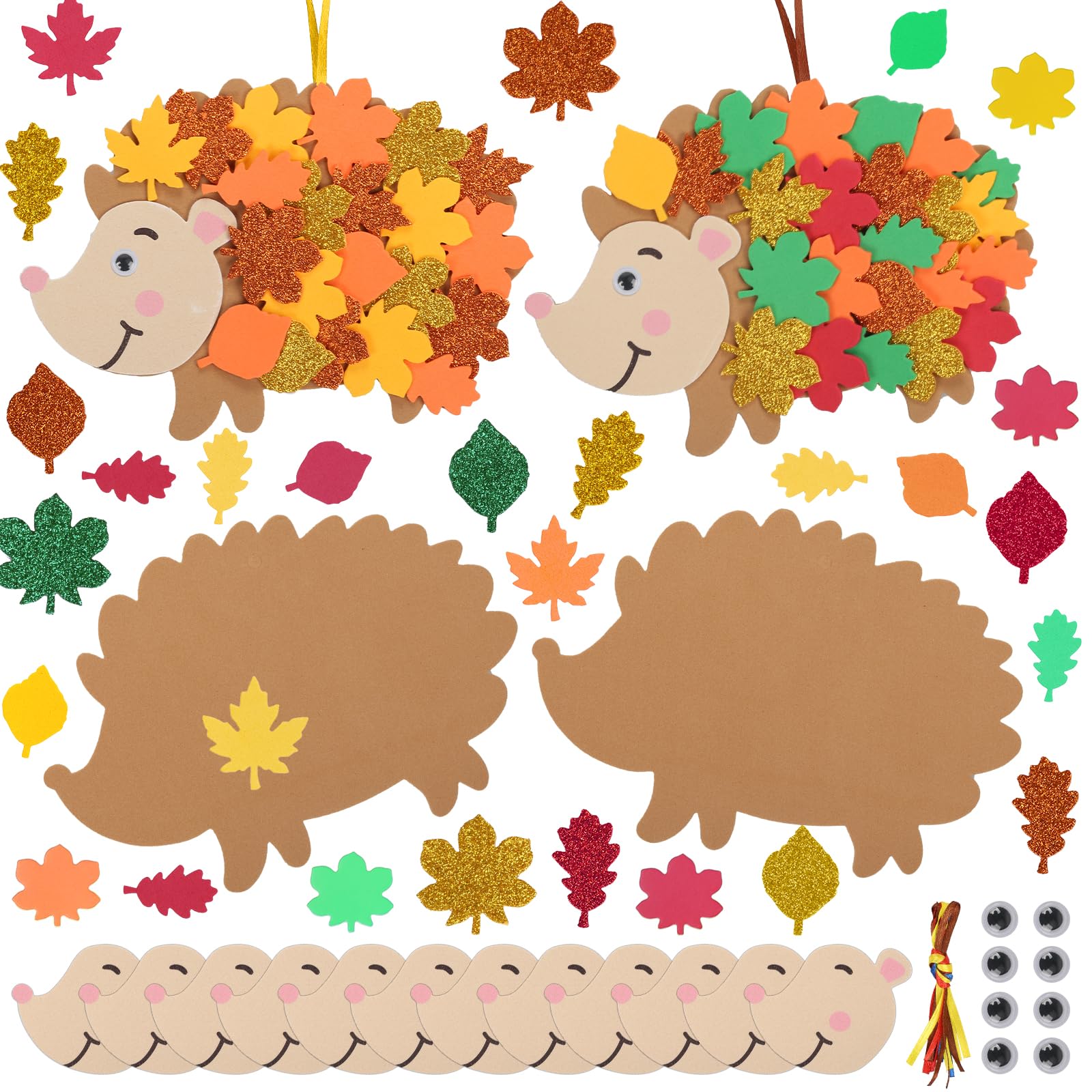 Fennoral 12 Pack Hedgehog Crafts For Kids Make You Hedgehog Foam Stickers Diy Autumn Art And Craft For Boys Girls Party Supply A