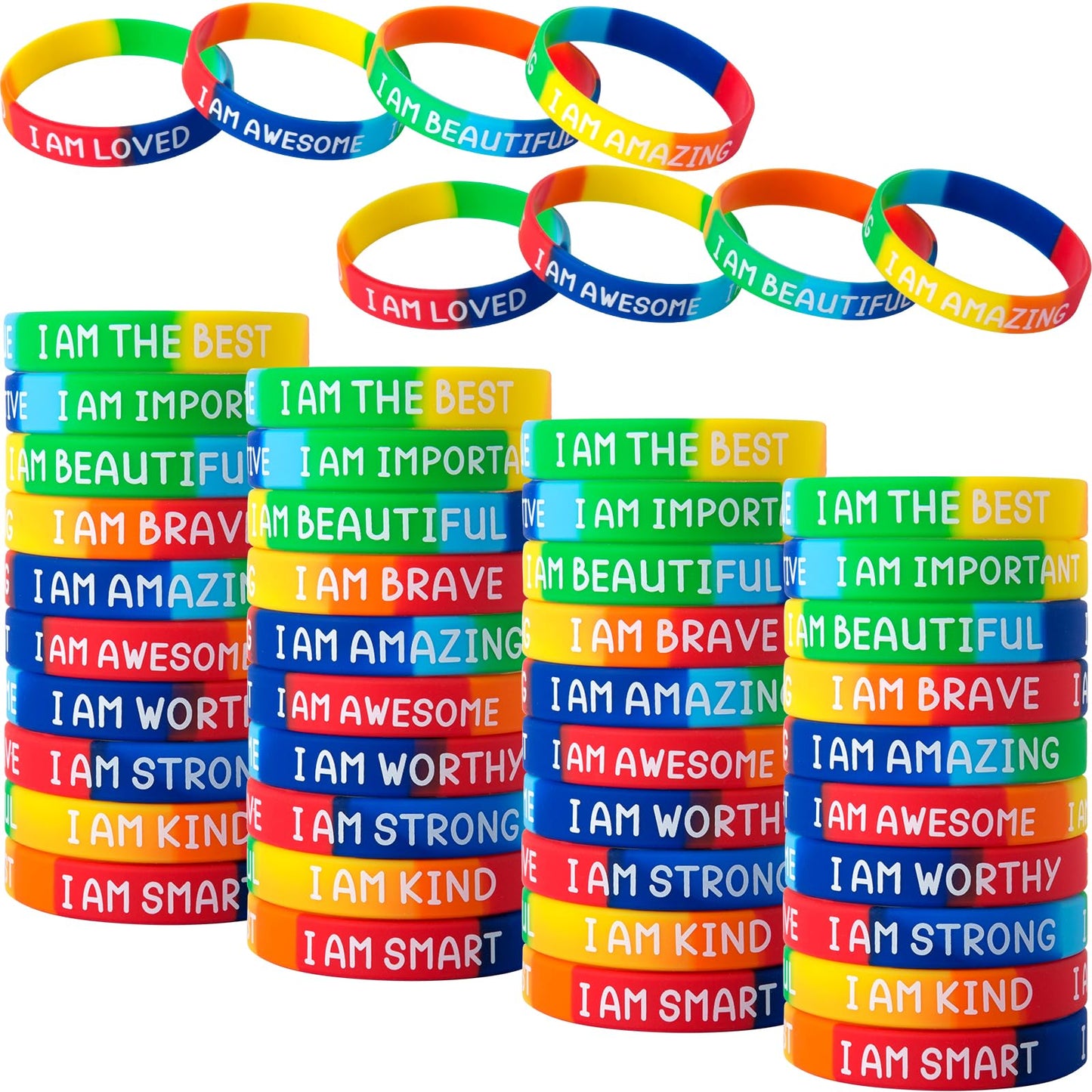QEERBSIN Inspirational Silicone Wristbands Motivational Quotes Rubber Bracelets Back to School Gift Back To School Gift for Stud