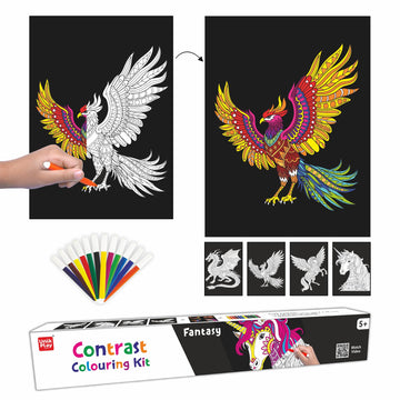 Unikplay Contrast Colouring Kit For Kids | 4 Giant Colouring Posters & 12 Sketch Pens | Diy Art And Craft Set | Birthday & Retur