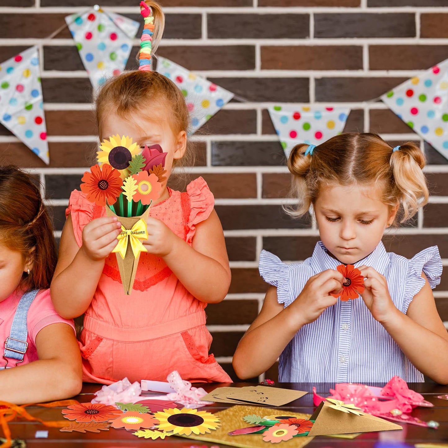 32 Set Thanksgiving Crafts Flower Bouquet Craft Kit DIY Flower Bouquet Kit Fall Florals for Thanksgiving School Classroom Home F