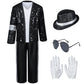 Dance Star Kids Costume For Boys 80S 90S Pop Stage Cosplay Party Halloween Role Play Black 11-12 Years