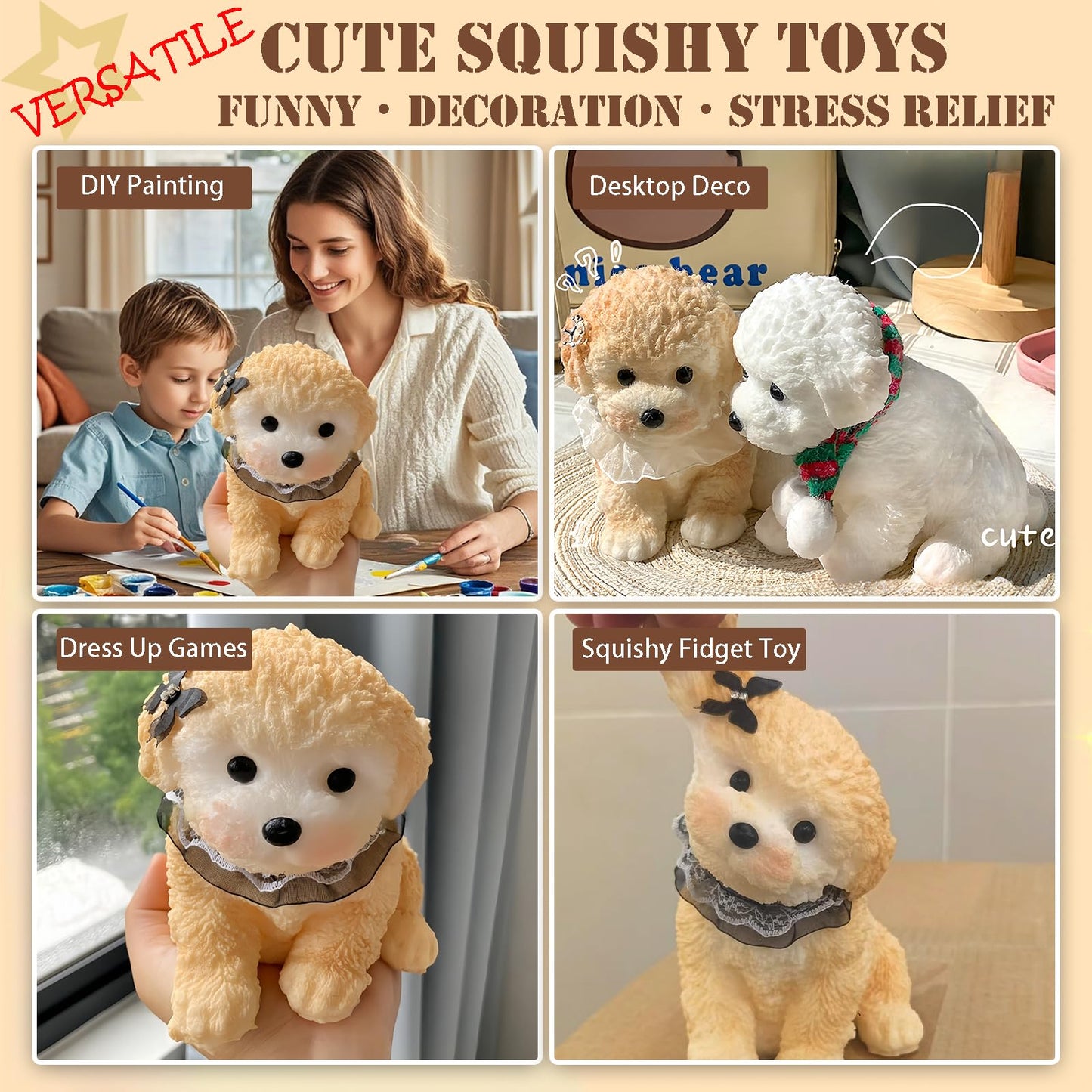 Adorable Taba Squishy Dog  Handmade Squishy Dog Stress Relief Toy for mature-themed/Kids  Cute & Soft Dog Design  Perfect Squeeze Toys Gift for Relaxation and Fun Party Favor