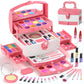 PERRYHOME Kids Makeup Set for Girl 56 Pcs Washable Real Cosmetic, Safe & Non-Toxic Frozen Toys Toddler Makeup Kit, Frozen Prince