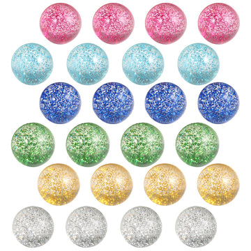 Pllieay 24Pcs Bouncy Balls Glitter Bounce Balls, 32Mm 6 Colors Bouncy Balls For Kids, Party Favors And Goodie Bag Fillers For Prizes, Pinata Stuffers, Classroom Prizes
