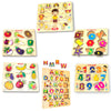 Bugbee Wooden Puzzle Games For Kids Combo Of Shapes Number Alphabets Body Parts Fruits & Vegetable Puzzle Toys For 2-6 Years Pre