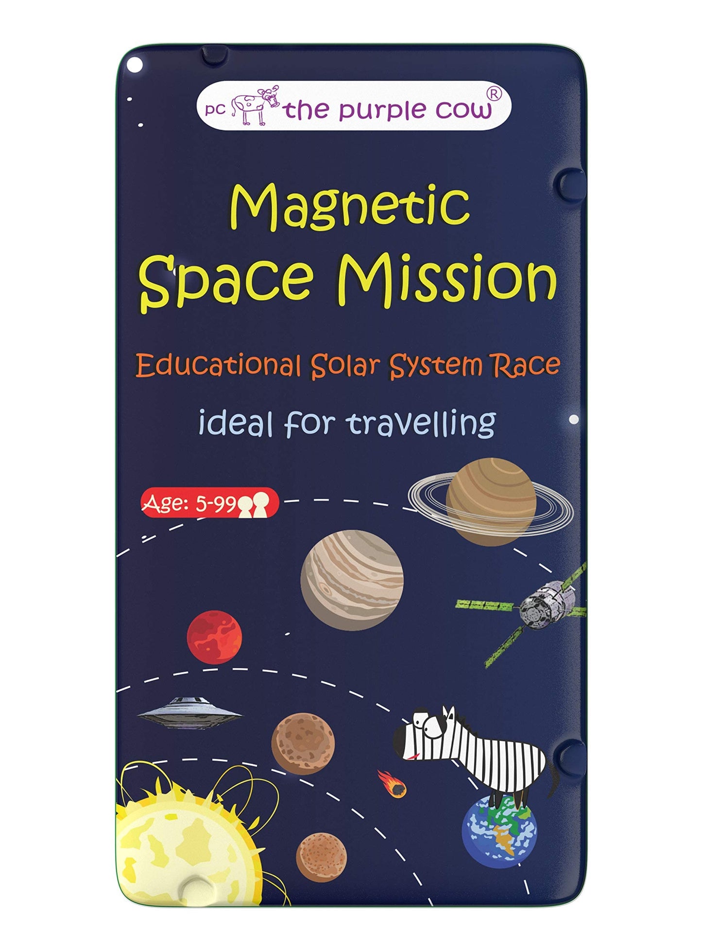 The Purple Cow Space Mission Magnetic Travel Game - Educational Activity for Ages 5+, Tin Material, Fun for Travel and On-The-Go