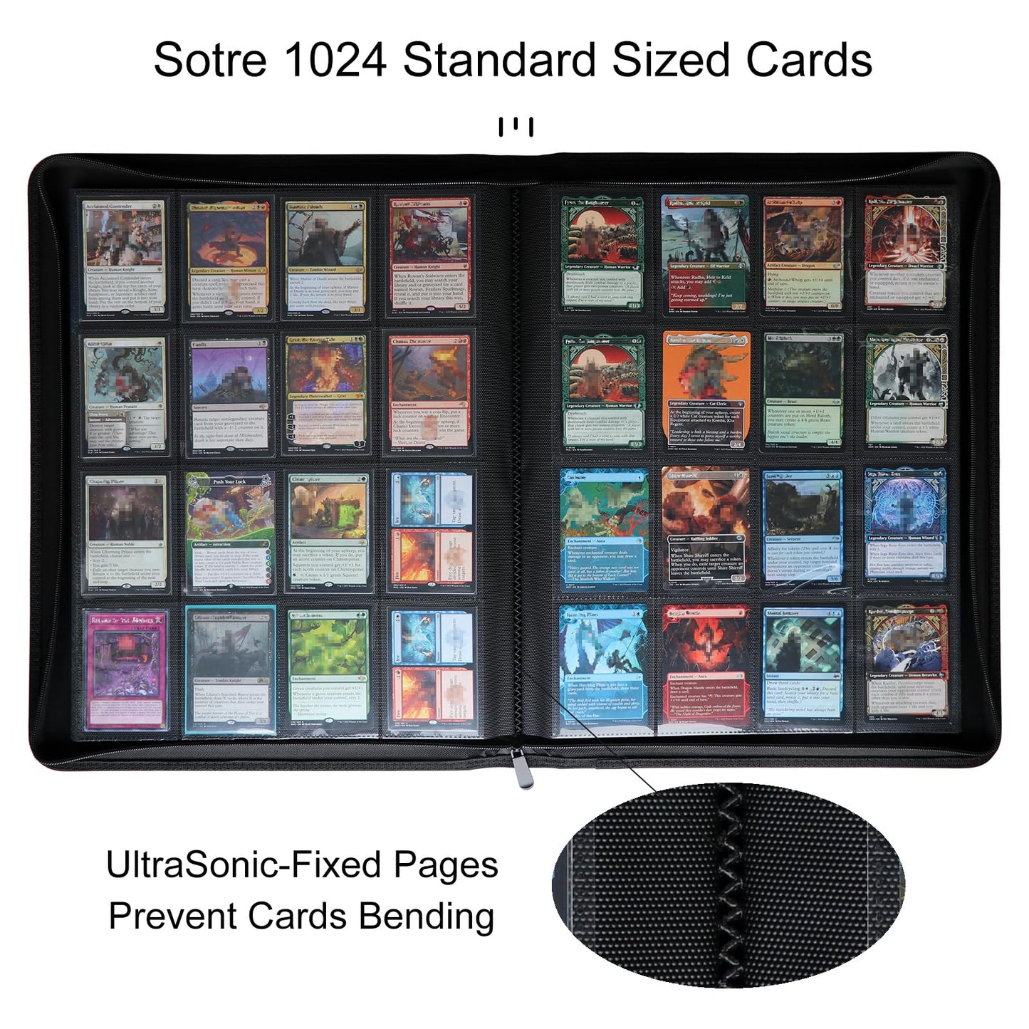 Rieton 16 Pocket 1000+ Pockets Card Binder, Large Ringless Side Loading Pockets Trading Card Album Folder For Tcg - Midnight Blu