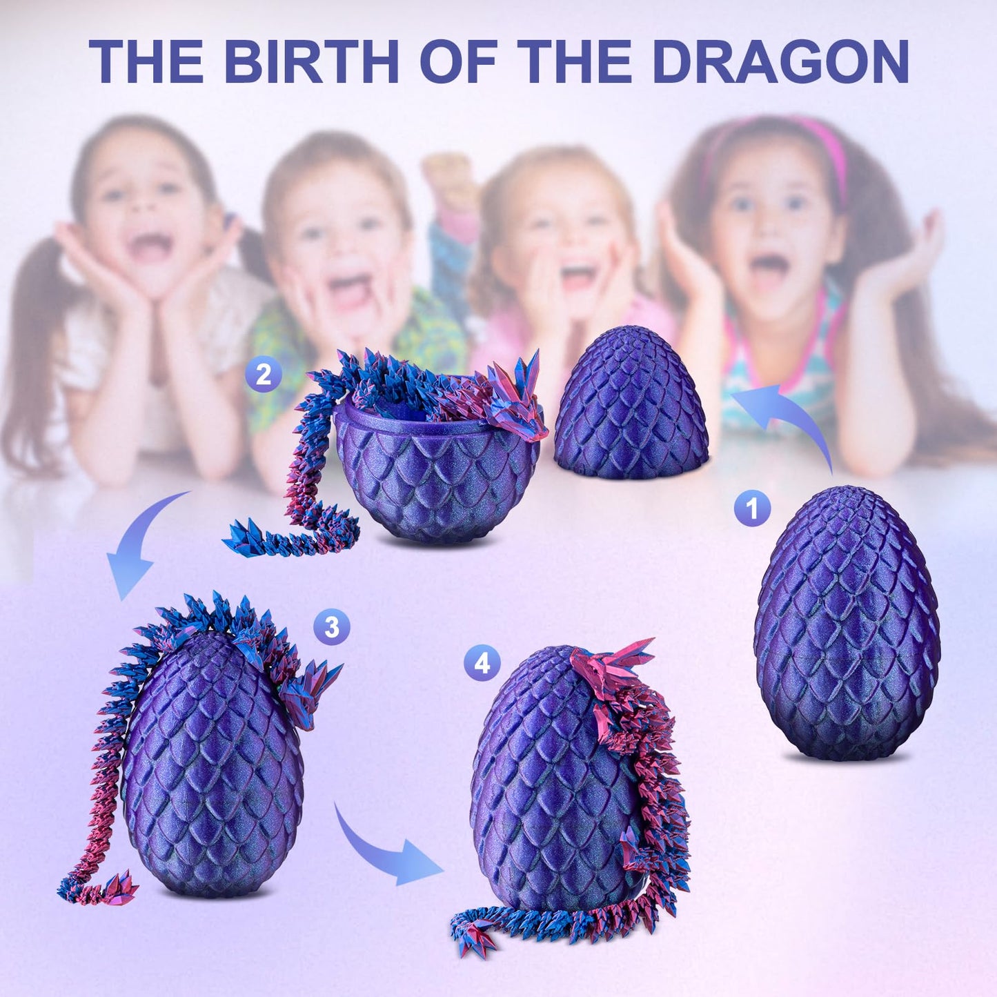 Mydethun 3D Printed Dragon Egg With Dragon Inside - Unique Executive Toy For Office Decor And Kids' Concentration For Dragon Lov