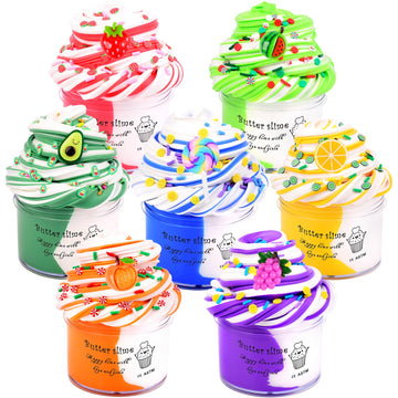 7 Pack Butter Slime Kit for Girls Rainbow Slime Kits  Non-Sticky and Soft Slime for Boys  Scented Slime Party Favors  Birthday Gift  Stress Relief Toy for Kids.