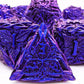 HAOMEJA Metal Vine Leaf Dice Set for DND - 7 Polyhedral D&D Solid Dice for Role Playing and Dungeons and Dragons (Blue Purple)