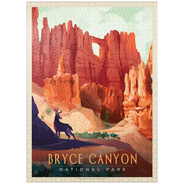 Mypuzzle Bryce Canyon National Park: Mule Deer, Vintage Poster - Premium 1000 Piece Jigsaw Puzzle For Adults