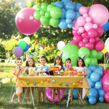 Candy Colorful Balloon Arch, 128 Pcs Pastel Rainbow Balloon Garland With Bright Light Baby Hot Pink Blue Lime Green Balloons, Ma