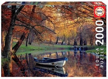 Educa - Boat On The Lake - 2000 Piece Jigsaw Puzzle - Puzzle Glue Included - Completed Image Measures 37.75' X 26.75' - Ages 14+ (19275)