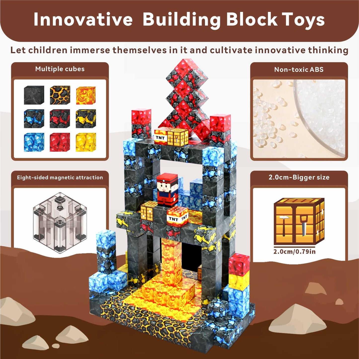 108 Pcs Magnetic Blocks Build Magnetic Toys Stem Montessori Sensory Toys Construction Toys For Boys & Girls Age 3+