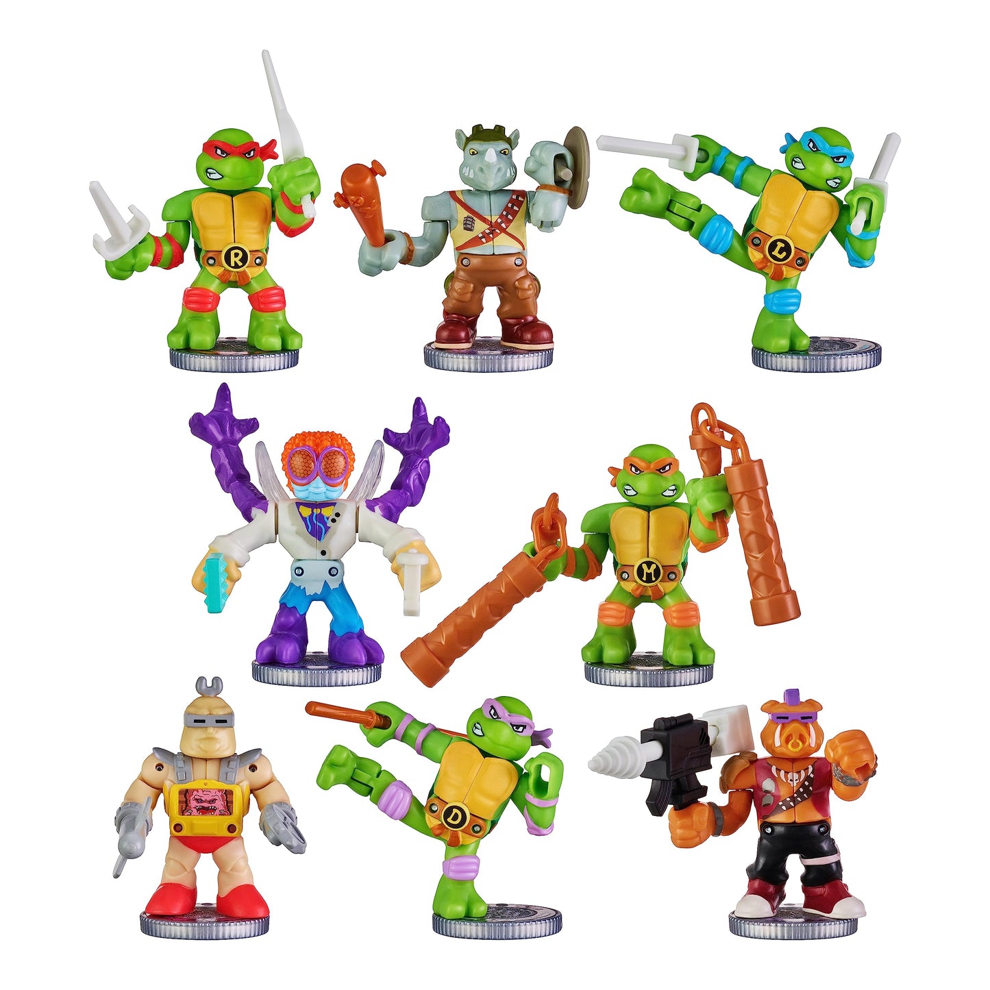 Akedo Legends of Akedo Mini Battling Warriors Pack - Leonardo Vs Rocksteady, Small, Multicolor, Model 15244, ABS & Metal