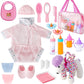 Deao Baby Doll Accessories Bag,20Pcs Baby Feeding Accessories,Clothes,Doll Dog,Soother Dummy - Pretend Play Set For Birthday Gift Christmas(Doll Not Included)