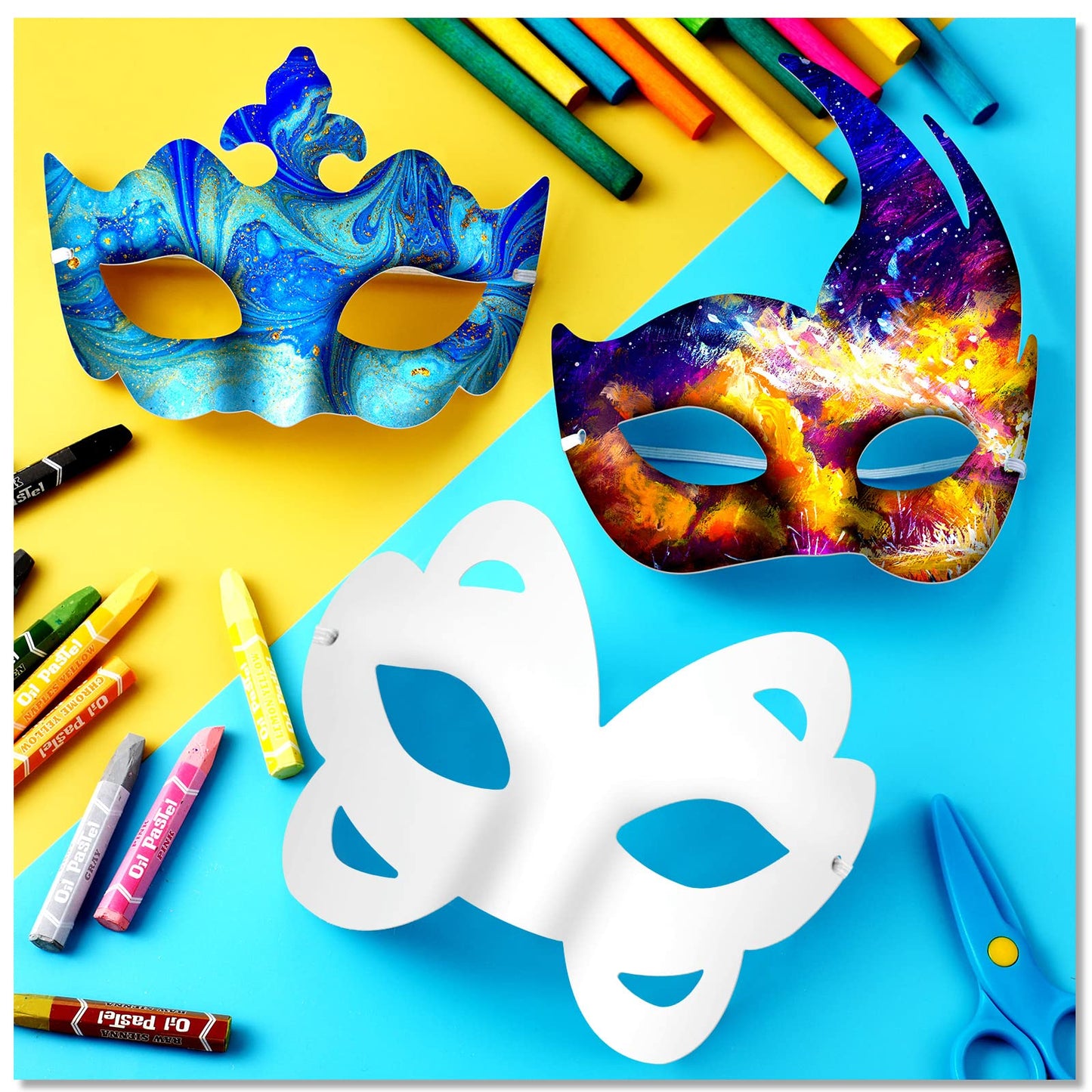 Leyndo 48 Pack Paper Mache Masks Craft Masks Blank DIY Halloween Mask Half Face Paintable Mask Mardi Gras Masquerade Cosplay(Ass