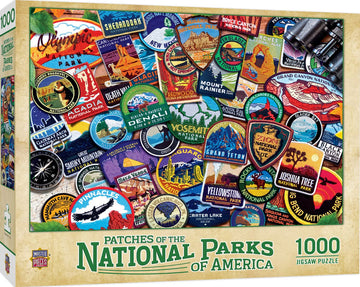 MasterPieces 1000 Piece Jigsaw Puzzle - National Parks Patches, 19.25"x26.75", Cardboard, Multi Color, Model 72184