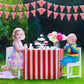 10 Pieces Carnival Theme Party Decors Carnival Table Skirts Carnival Circus Theme Tablecloths Red White Striped Pennant Banners