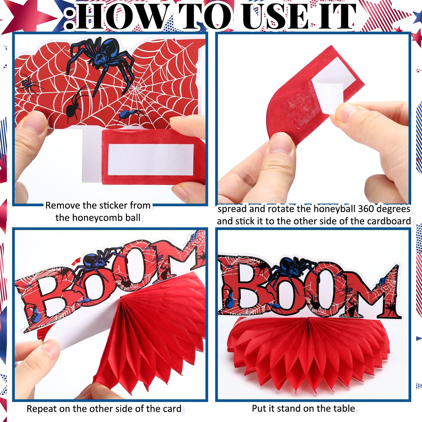 Outus 9 Pcs Spider Birthday Party Decorations Spider Honeycomb Centerpiece 3D Table Topper Standing Decorations Hero Web Theme P