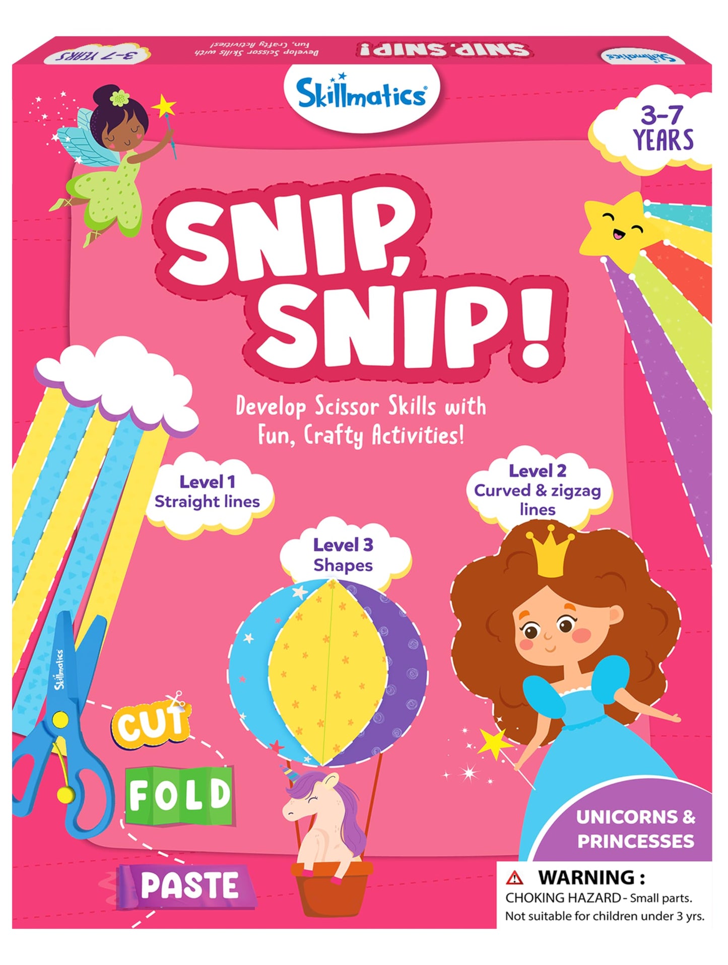 Skillmatics Art & Craft Activity Kit - Snip, Snip Unicorns & Princesses, Child Safe Scissors Activity, Develop Scissor Skills, Craft Kits, Tiktok Viral Sensation, Gifts For Ages 3, 4, 5, 6, 7