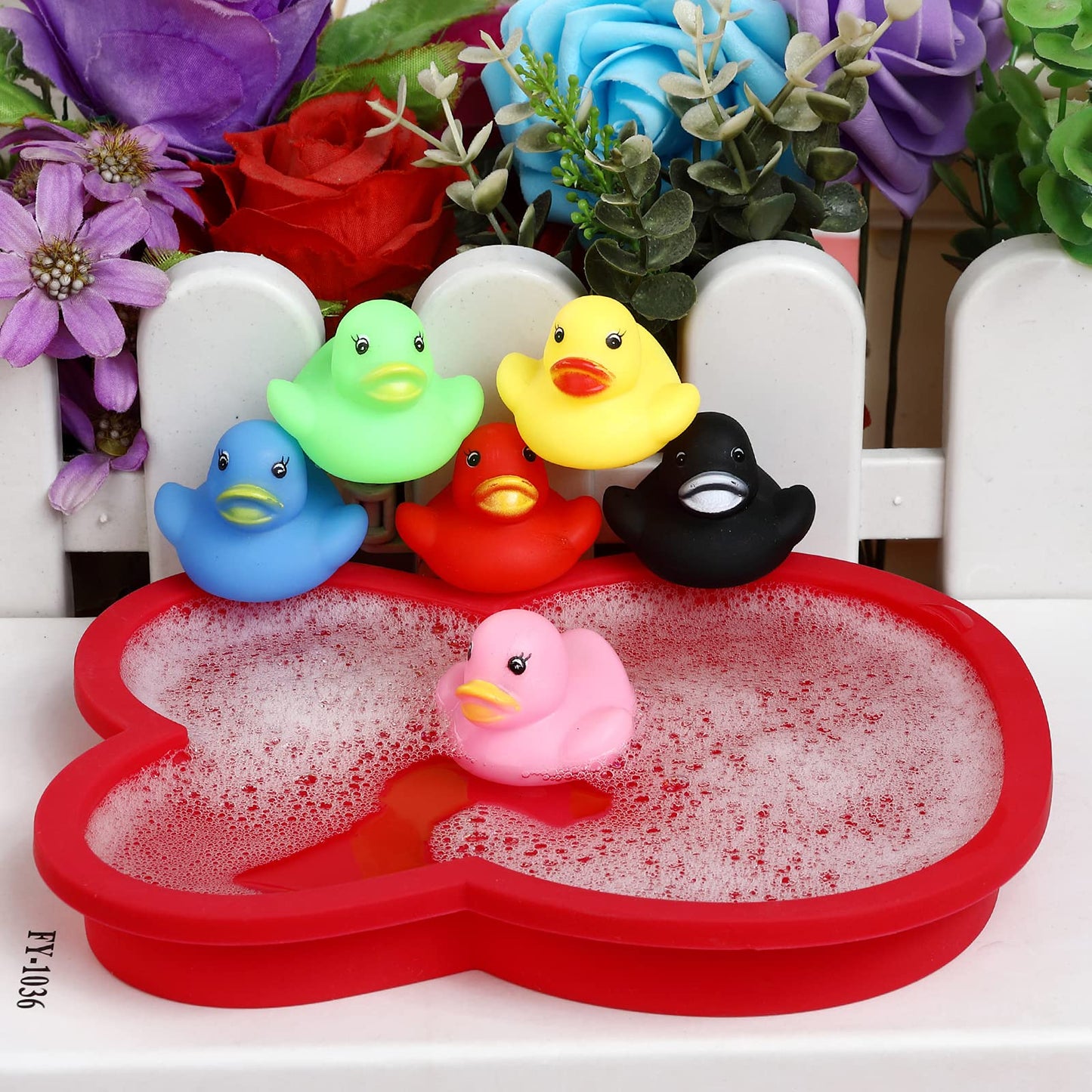 Gadiedie50 Pack Multicolor Mini Rubber Ducky Float Ducks Baby Bath Toy, Great For Jeep Ducking, Shower, Birthday Party, Carnival Game Gift(1.6'X 1.5' X 1.2'. 6 Colors)