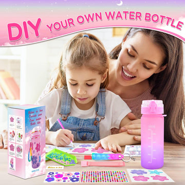 ASIOWELY Decorate Your Own Water Bottle Kits for Girls Age 4-12, Flower Diamond Painting Art and Crafts Gift for Boys Age 4-6-8-