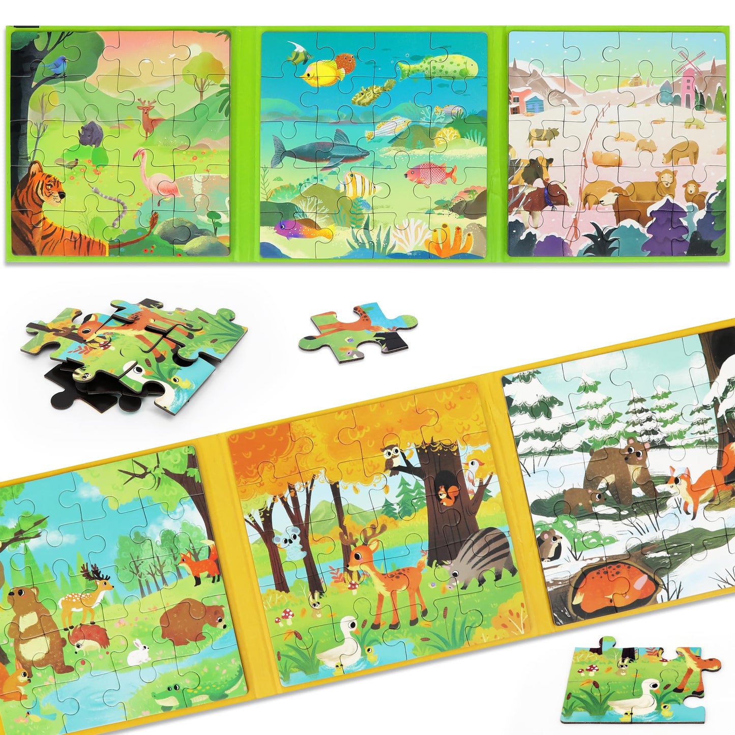 Puzzles For Kids Ages 3-5 120 Pieces Two-Book Travel Puzzles For Kids 4-6 Airplane Car Road Trip Activities Games Toys 3 4 5 6 7