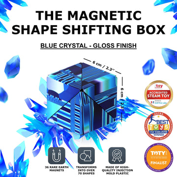 SHASHIBO Shape Shifting Box - STEM Magnetic Fidget Cube That Transforms Into Over 70 Shapes  Download Fun in Motion Toys Mobile App (Blue Crystal)