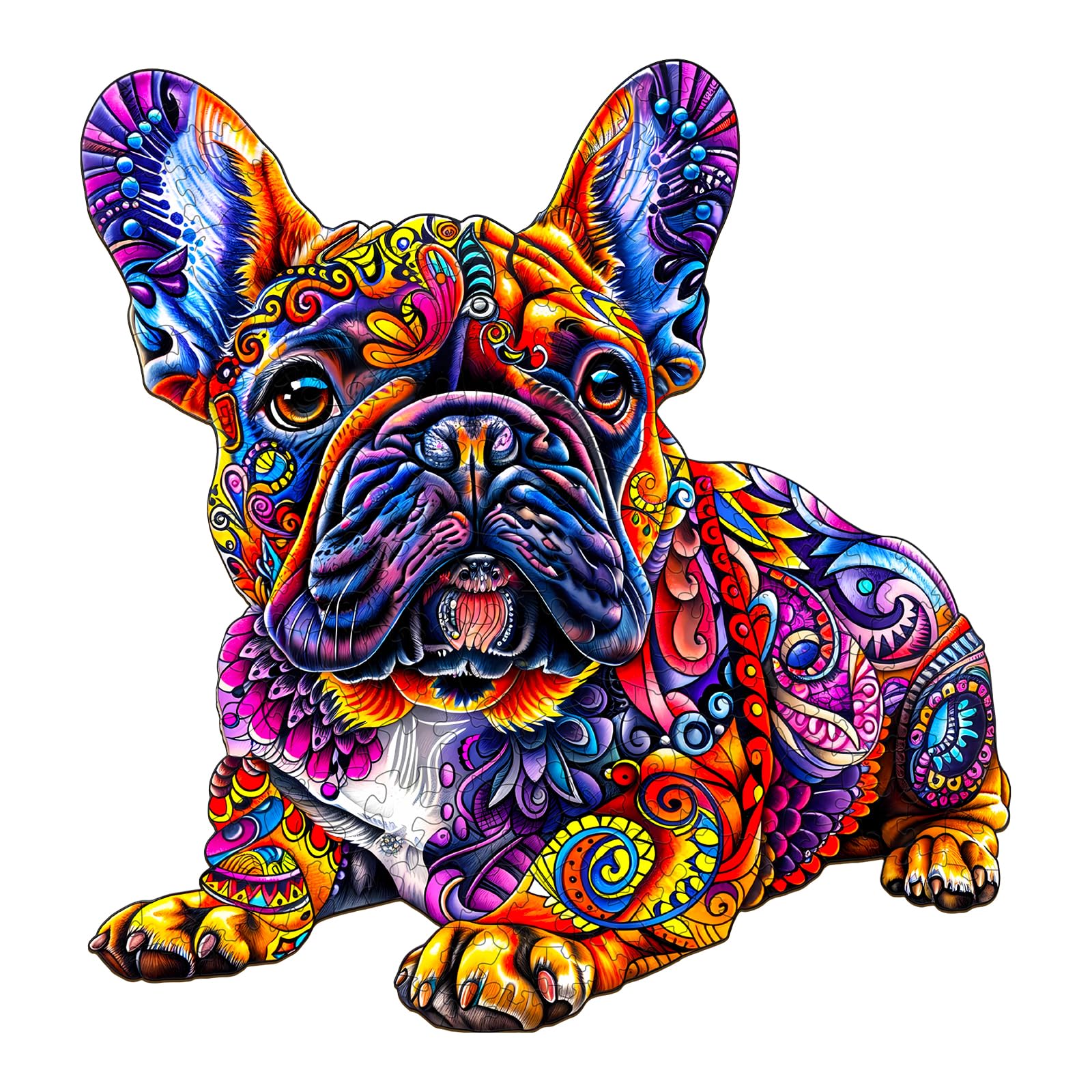 Wooden Puzzles for mature-themeds  Jigsaw Puzzles for mature-themeds Kids  French Bulldog Wooden Puzzle Unique Shaped Wood Puzzles mature-themed  Birthday Gifts for Friends Family Game (13.4 * 12.8in 250pcs)