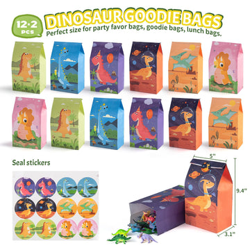 Hursroor Dinosaur Party Favors For 24 Kids, Dinosaur Birthday Party Supplies, Dinosaur Goodie Bags For Birthday Party Favors, Di