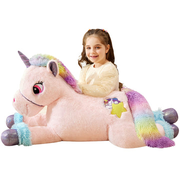 Ikasa Giant Unicorn Stuffed Animal Plush Toy,Big Large Jumbo Soft Toys,43' Huge Size Cute Fluffy Plushy Fat Oversized Plushie,Gifts For Kids Girls Boys (43 Inches, Pink)