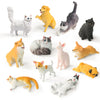 Recur Cats And Dogs Animal Figurines Desk Pets Miniature Figure Cake Topper, 100% Hand-Painted, Mini Pets Figure For Kids - 12 Pcs
