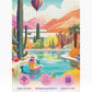 Cross & Glory - Blossoming Desert: Poolside Paradise - 1000 Piece Jigsaw Puzzle for mature-themeds | Vibrant Colors | Satin Finish | 20x27 Inches | mature-themed Challenge