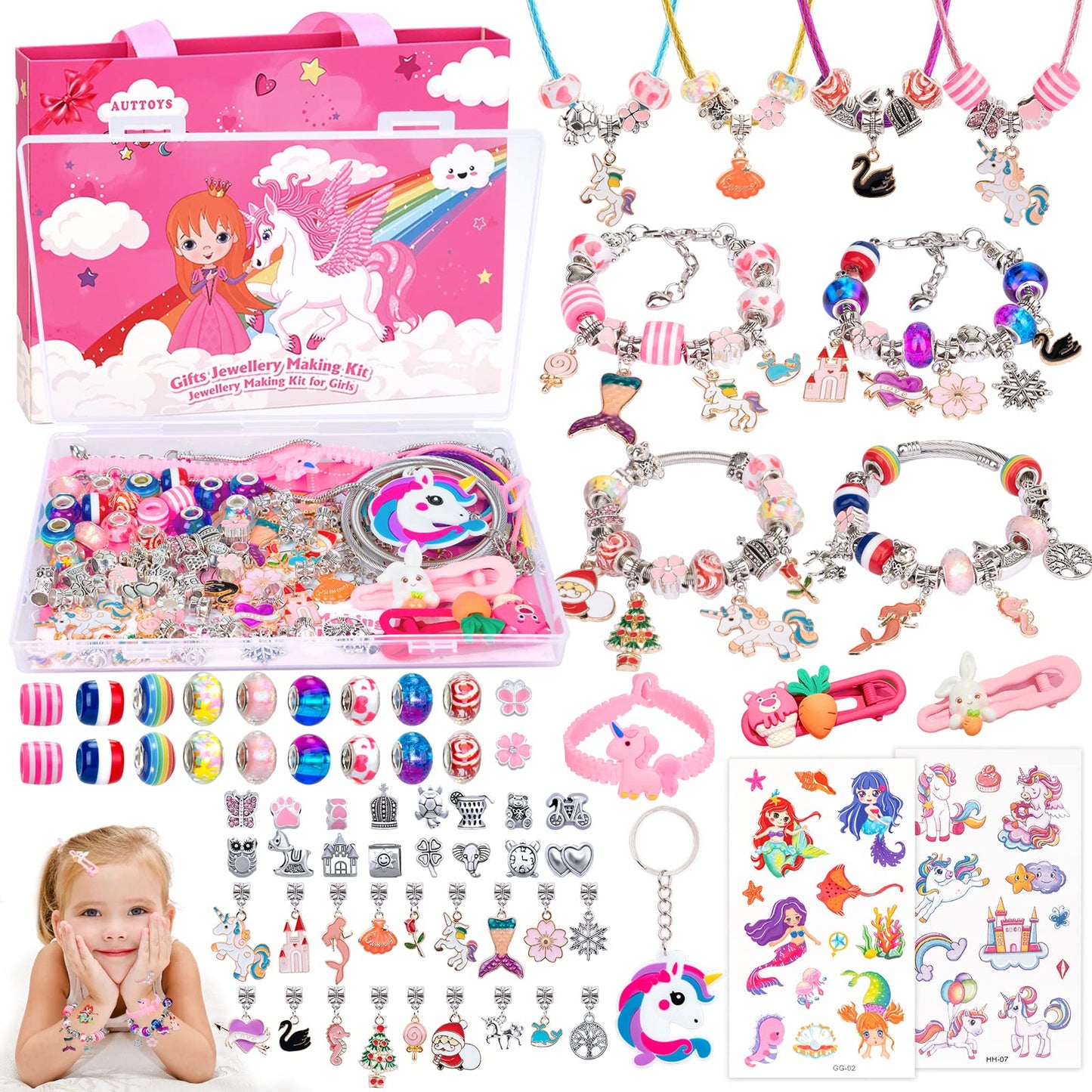 SUZUTOY Bracelet Making Kit for Girls, Unicorns Gifts for Girls, Arts and Crafts for Kids Ages 4 5 6 7 8 9 10 11, Gifts Toys for