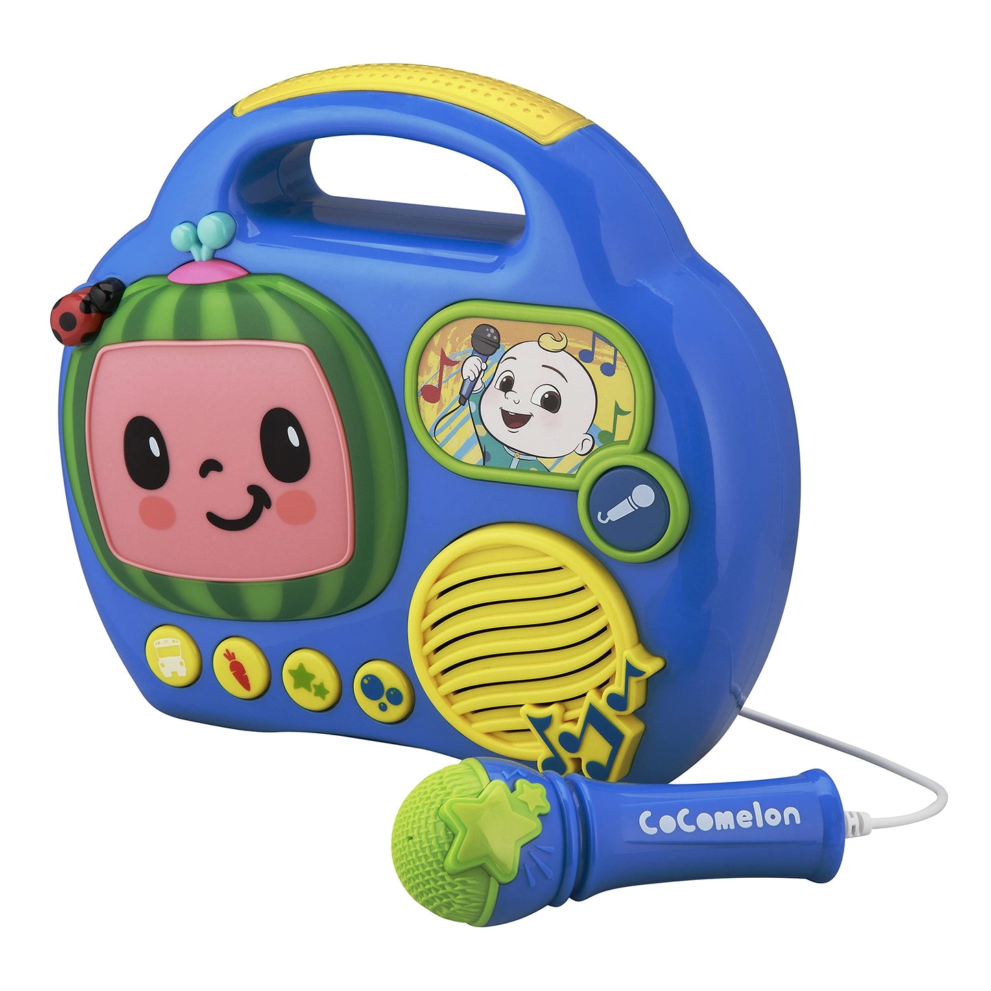 Kiddesigns Cocomelon My First Sing-Along Toddler Boombox With Built In Microphone