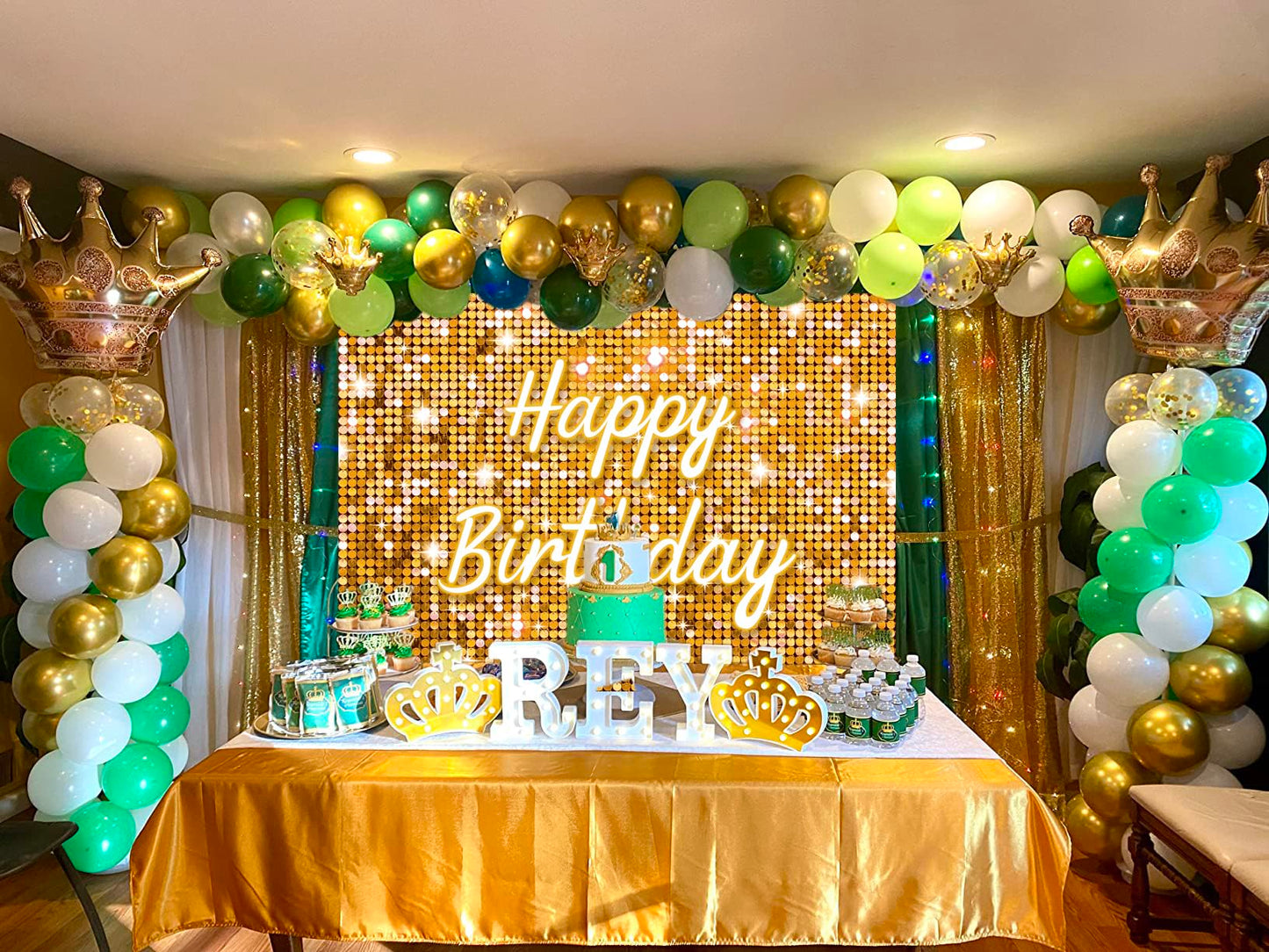 Gold Flash Square Wall Backdrop for Photography Golden Happy Birthday Glitter Sequin Shimmer Background Sweet 16 Girls Woman 20t