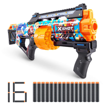 X-Shot Skins Last Stand Blaster - Modern Sonic Skin By Zuru Sonic The Hedgehog Design With 16 Darts, Slam Fire Action, Air Pocket Dart Technology, Toy Foam Blaster For Kids, Teens And Adults