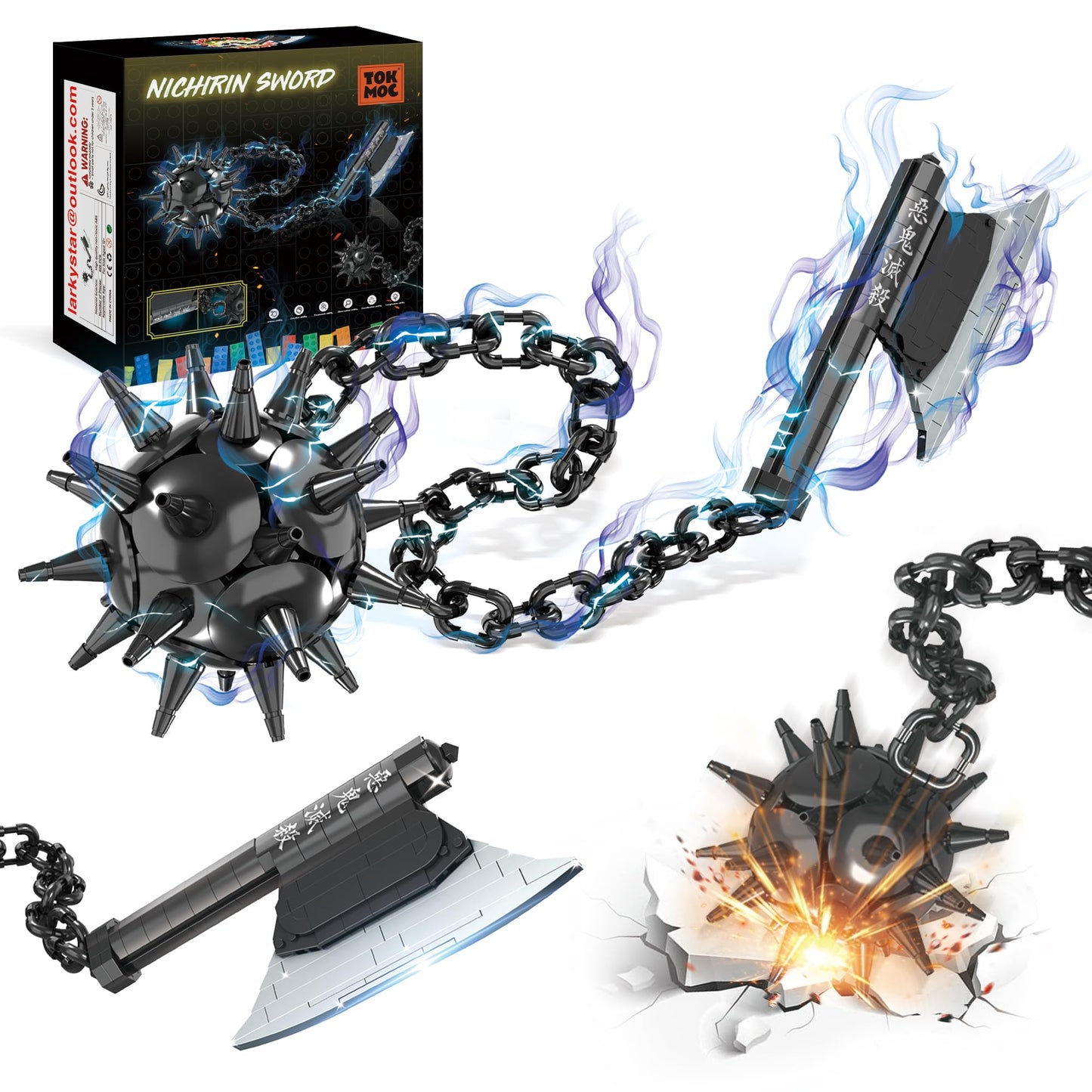 Jorumo decorative replica blades Building Sets for mature-themeds  42in Himejima Gyomei Axe & Meteor Hammer Building Block  Anime decorative replica blade Building Toy Katana Gift  826 Pcs