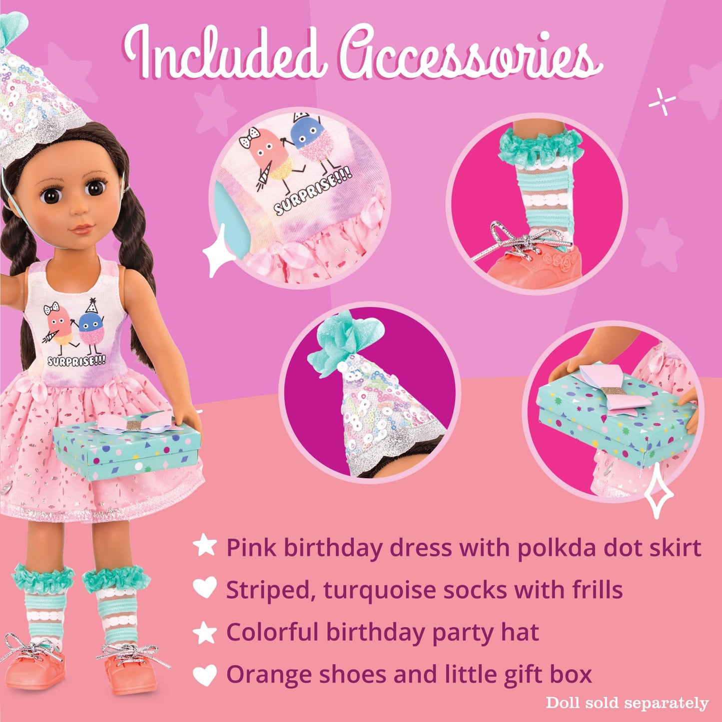 Glitter Girls – What A Surprise! – 14-Inch Deluxe Birthday Party Doll Outfit – Toys, Clothes, & Accessories For Girls Ages 3 & Up