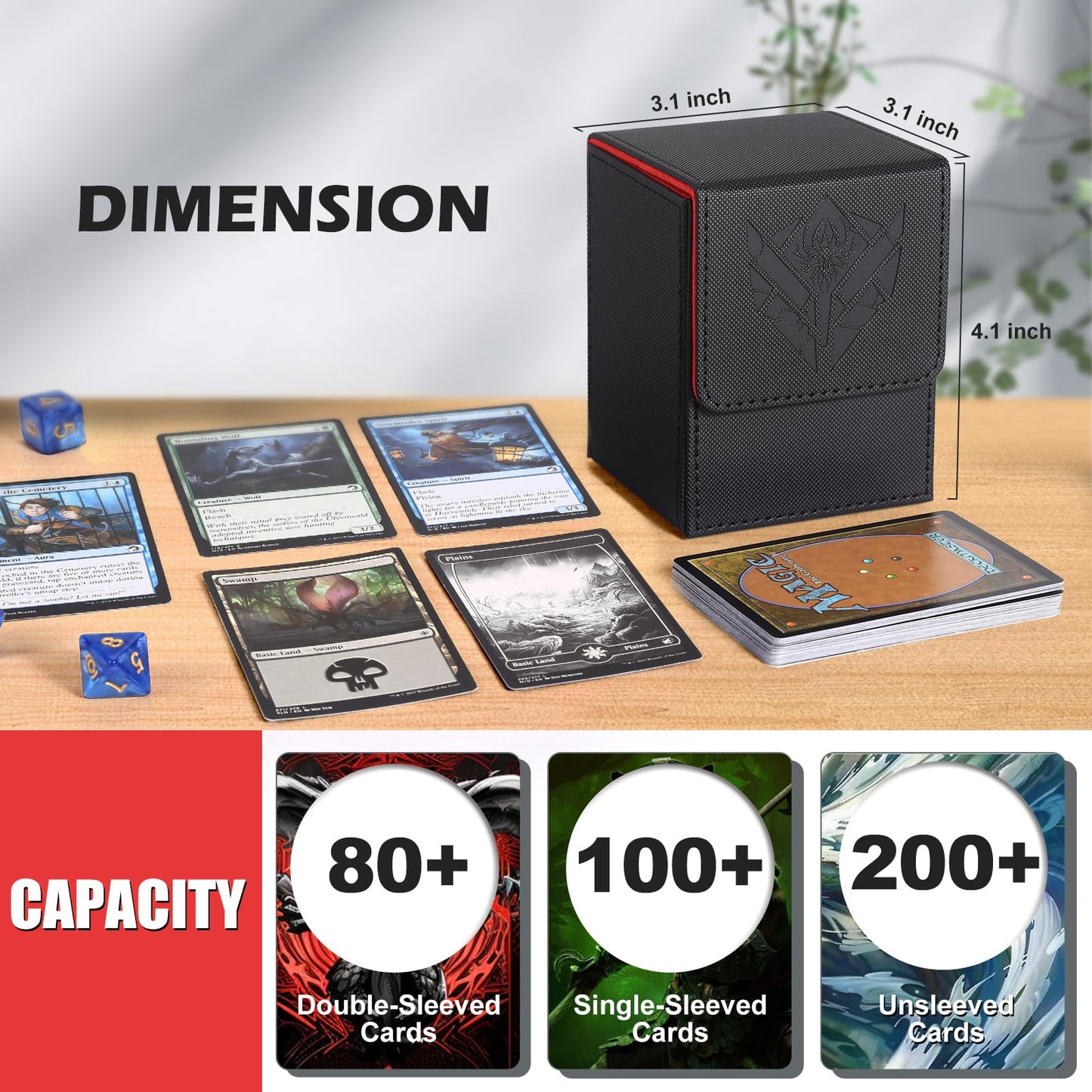 Komick enhanced PU Leather Card Deck Box for Magic The Gathering  Yugioh  Holds 100+ Deck Case with 2 Dividers for Collectible Trading Cards MTG Deck Box  TCG  CCG (Sand Golem)