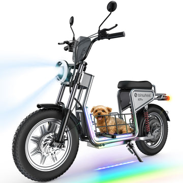 isinwheel H7Pro Electric Scooter mature-themeds  38 MPH Top Speed & 43 Miles Range  16 ' ' Fat Tire Scooter for mature-themed with Turn Signals & Mood Lights  Smart APP  1200W Powerful Motor Electric Scooter with Seat