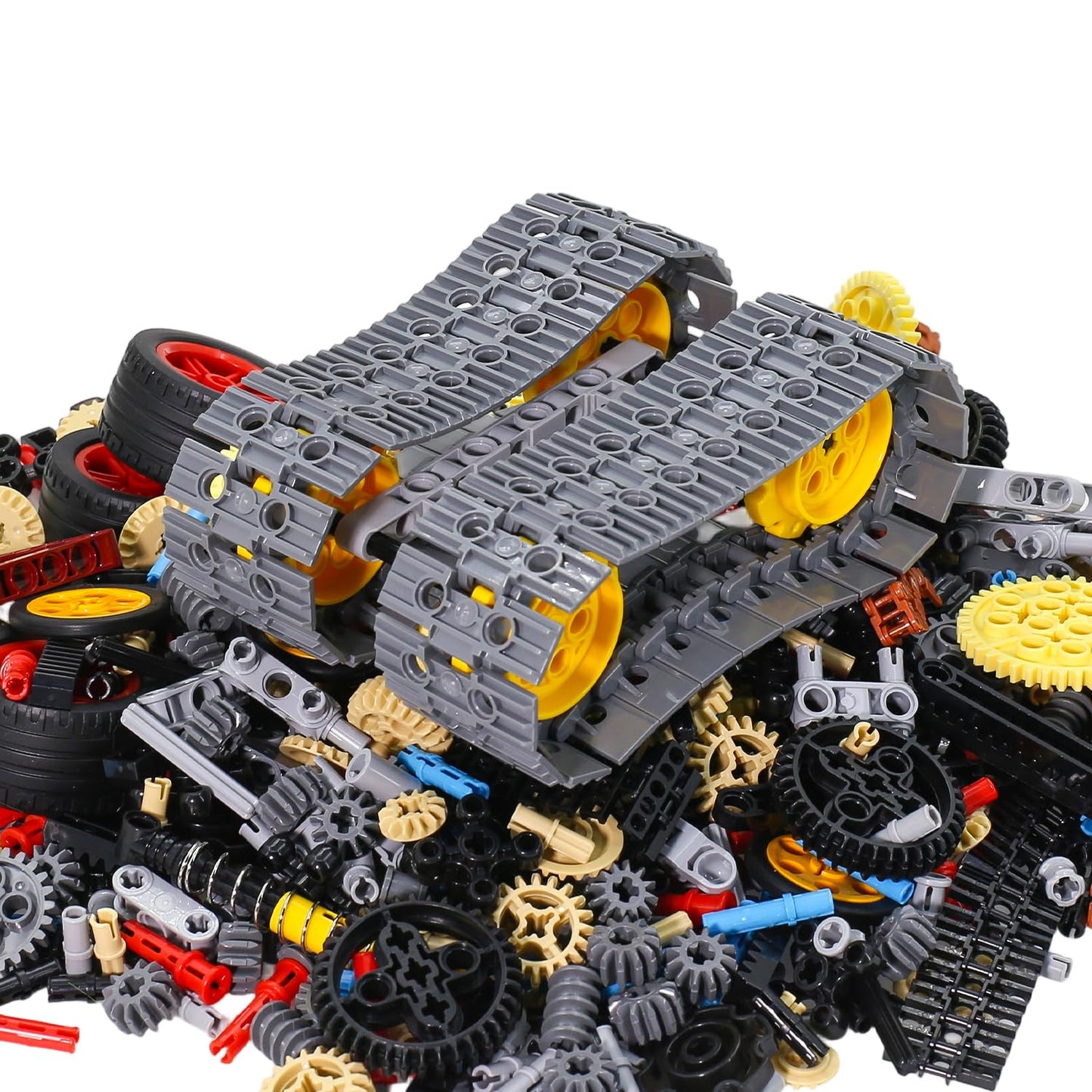 Aimatrix 899Pcs Technic Gears And Axles, Car Tracks-Tires With Gears-Pins-Shock Absorbers - Differentials,Compatible With Mainst
