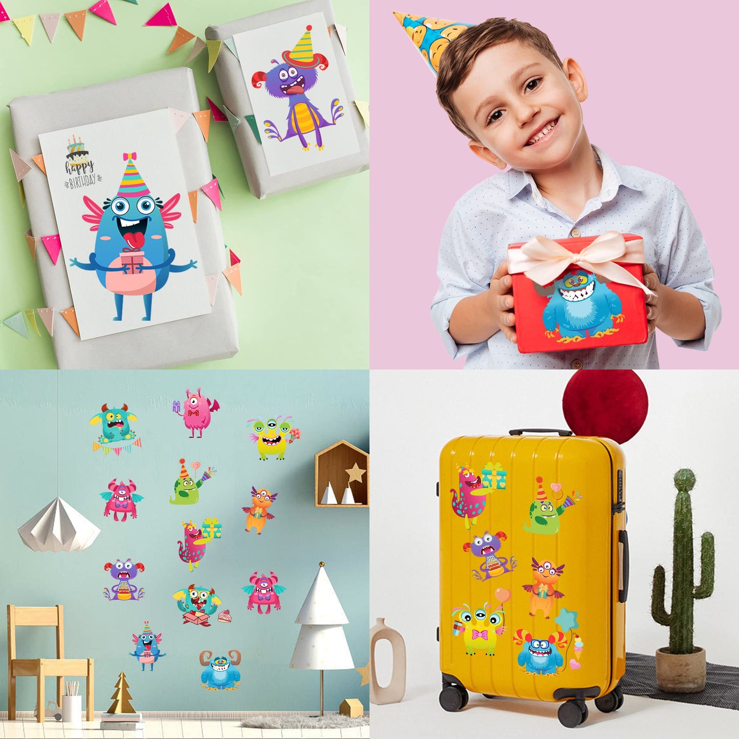 Dcuminkel Make-A-Face Stickers - 50 Sheets Kids Sticker Craft, Monster Theme Party Favor Stickers For Kids, Keep Kids Busy Activ