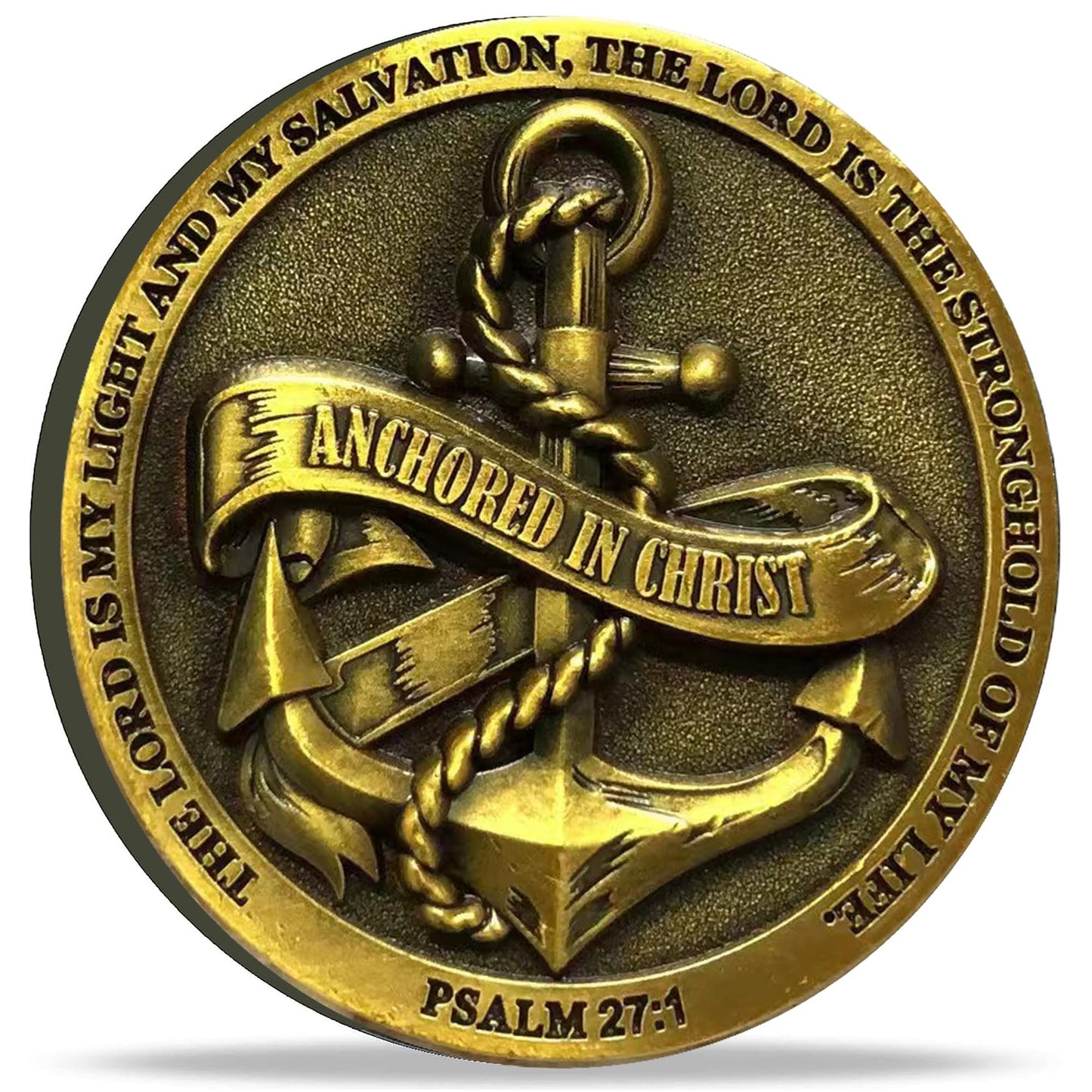 Anchored In Christ The Lord Is My Light And My Salvation Christian Challenge Coin Bible Verses Pocket Token Perfect As Graduatio