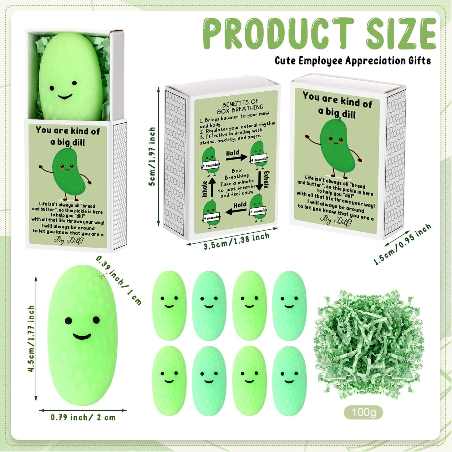 Wettarn 50 Sets Appreciation Pickle Gifts Cute Stress Balls with Support Gift Boxes Adults Party Favors for Employee Coworker Fr