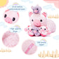 Ikasa Mommy Pig Stuffed Animal Mom And Baby Plush Toy,Cute 16' Soft Small Fluffy Mama Family Set Toys With Little Mini Babies,Gifts For Kid